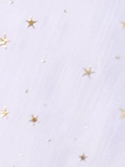 Metallic Stars Ruched Sleeve V Neck A-line Chiffon Dress