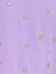Metallic Stars Ruched Sleeve V Neck A-line Chiffon Dress