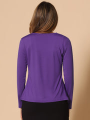 Women's Tie Front Knit Ruffled Long Sleeve Open Cardigan