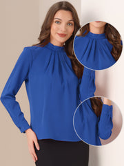 Stand Collar Chiffon Long Sleeve Business Casual Work Blouse