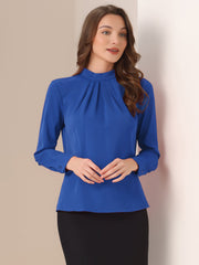 Stand Collar Chiffon Long Sleeve Business Casual Work Blouse