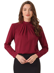 Stand Collar Chiffon Long Sleeve Business Casual Work Blouse