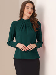 Stand Collar Chiffon Long Sleeve Business Casual Work Blouse