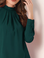 Stand Collar Chiffon Long Sleeve Business Casual Work Blouse