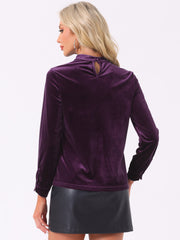Velvet Long Sleeve Keyhole Elegant Casual Blouse