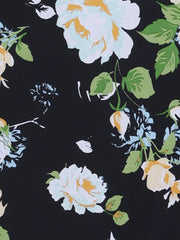 Casual Ruffle 3/4 Sleeve Floral Print Chiffon Blouse