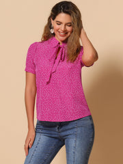 Retro Dots Bow Tie Peter Pan Collar Chiffon Blouse