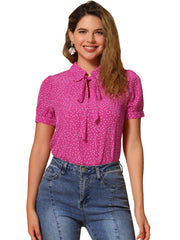 Retro Dots Bow Tie Peter Pan Collar Chiffon Blouse