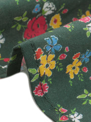 Puff Sleeve Shirt Point Collar Top Button Down Floral Blouse