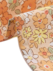 Puff Sleeve Shirt Point Collar Top Button Down Floral Blouse