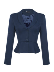 Vintage Lapel Long Sleeve Ruffle Hem Office Cropped Blazer