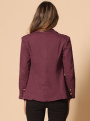 Notched Lapel Denim Single Breasted Shoulder Pad Blazer Jackets
