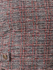 Tweed Plaid Sleeveless Crew Neck Buckle Decor Blouse