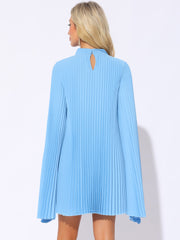 Loose Flowy Cloak Sleeve Cape Pleated Chiffon Mini Dress