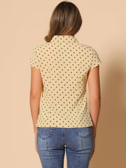 Short Sleeve Tops Vintage Polka Dots Button Up Shirt