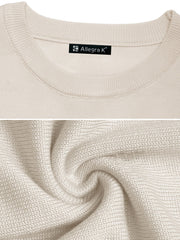 Long Sleeve Solid Color Crew Neck Knitted Sweater
