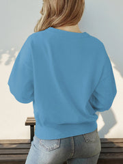 Long Sleeve Solid Color Crew Neck Knitted Sweater