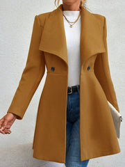 Lapel Long Sleeves Bouble Breasted Peplum Coat