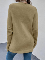 Cross V Neck Solid Color Long Sleeves Casual Sweater