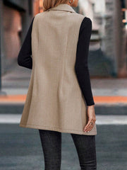 Modern Sleeveless Notched Lapel Double Breasted Tailored Fit Vest