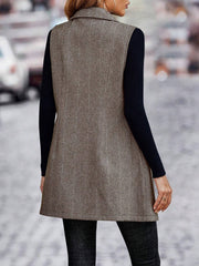 Modern Sleeveless Notched Lapel Double Breasted Tailored Fit Vest