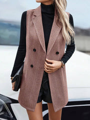Modern Sleeveless Notched Lapel Double Breasted Tailored Fit Vest