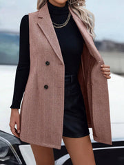 Modern Sleeveless Notched Lapel Double Breasted Tailored Fit Vest