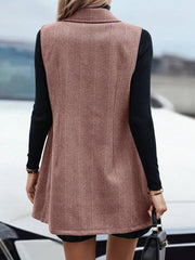 Modern Sleeveless Notched Lapel Double Breasted Tailored Fit Vest