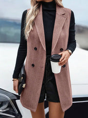 Modern Sleeveless Notched Lapel Double Breasted Tailored Fit Vest