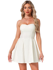 Strapless Sweetheart Neck Fit And Flare Mini Tube Top Dress