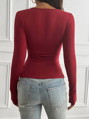 Breathable Nylon Round Neck Mesh Sheer Long Sleeves Blouse