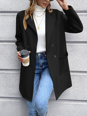 Solid Color Double-Breasted Mid-Length Jacket