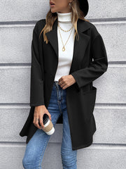 Solid Color Double-Breasted Mid-Length Jacket