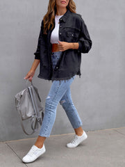 Long Sleeves Button Down Denim Jean Jacket