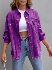 Long Sleeves Button Down Denim Jean Jacket