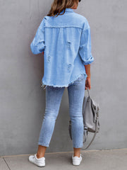 Long Sleeves Button Down Denim Jean Jacket