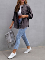 Long Sleeves Button Down Denim Jean Jacket