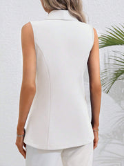 Slim Fit Tailored Shawl Collar Single Button Sleeveless Vest