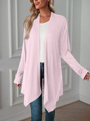 Solid Color Long Sleeve Open Front Cardigants