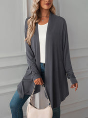 Solid Color Long Sleeve Open Front Cardigants