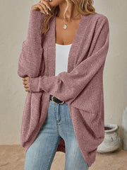 Bat Sleeve Loose Knitted Solid Color Cardigan