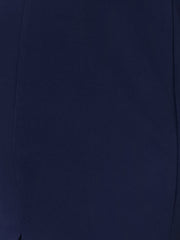 Business Elegant Boat Neck Half Sleeve Pleated Midi Solid Dress