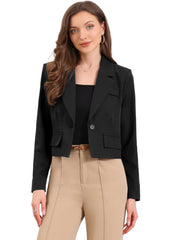 Lapel Collar Work Office Long Sleeve Cropped Blazer