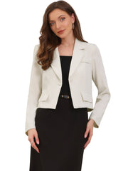 Lapel Collar Work Office Long Sleeve Cropped Blazer