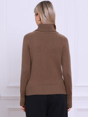 Turtleneck Long Sleeve Ribbed Knitted Pullover Sweater