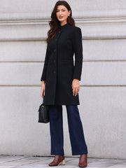 Stand Collar Single Breasted Mid-Long Overcoat