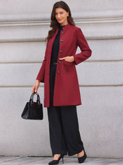 Stand Collar Single Breasted Mid-Long Overcoat