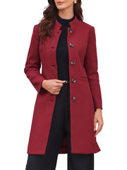 Stand Collar Single Breasted Mid-Long Overcoat
