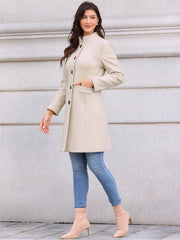 Stand Collar Single Breasted Mid-Long Overcoat