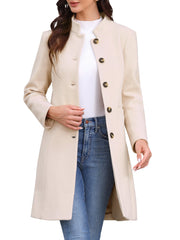Stand Collar Single Breasted Mid-Long Overcoat